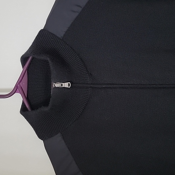 Michael Kors Size L Black Zip Front Cardigan Sweater, Wool Blend, EUC - Picture 2 of 11